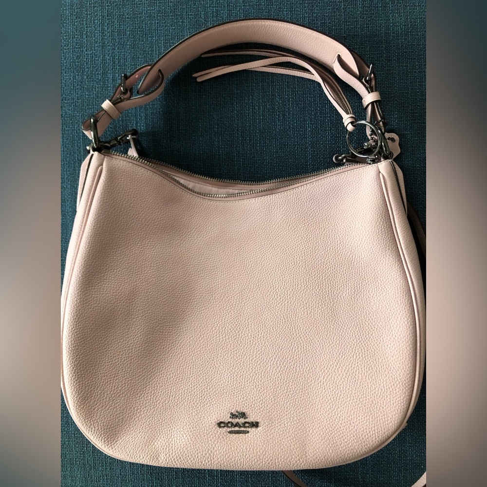 Sutton Coach Shoulder Bag, light pink pebbled leather